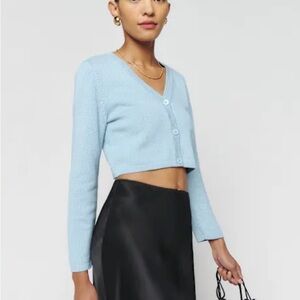 Reformation Cropped V-Neck Button Up Sweater Cardigan